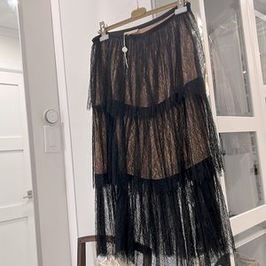 Michael kors collection black and nude lace skirt